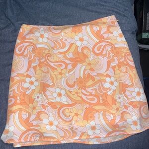 Hollister Orange and White Floral Skirt